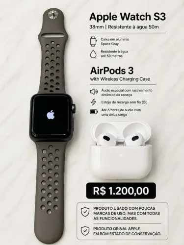 APPLE WATCH S3 38MM + AIRPODS 3