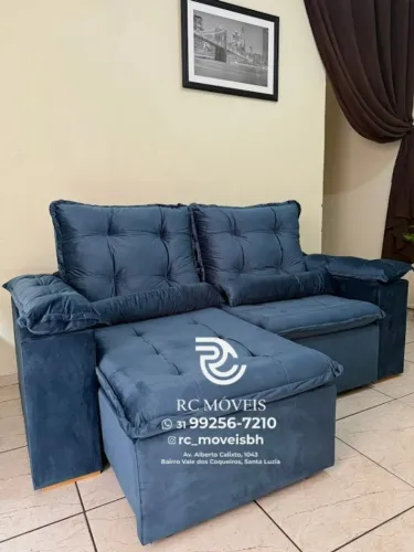 Sofá Retrátil e Reclinável 2m pillow 16cm  - revestimento tecido veludo
