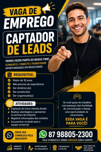 Vaga para captador de leads