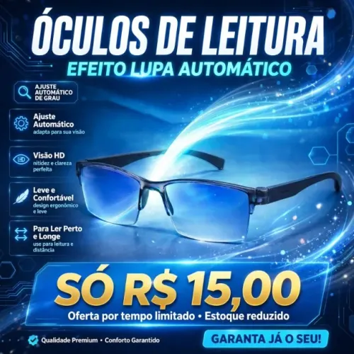 Óculos De Leitura Efeito Lupa Com Ajuste Automatico