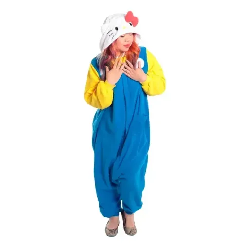 Pijama Macacão Kigurumi Adulto Hello Kitty Sanrio Tamanho P