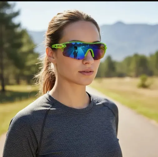 Óculos esportivo proteção UV lentes espelhadas para ciclismo corrida  pesca escolha a cor