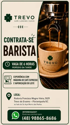 Vaga para Barista - TREVO CAFÉ