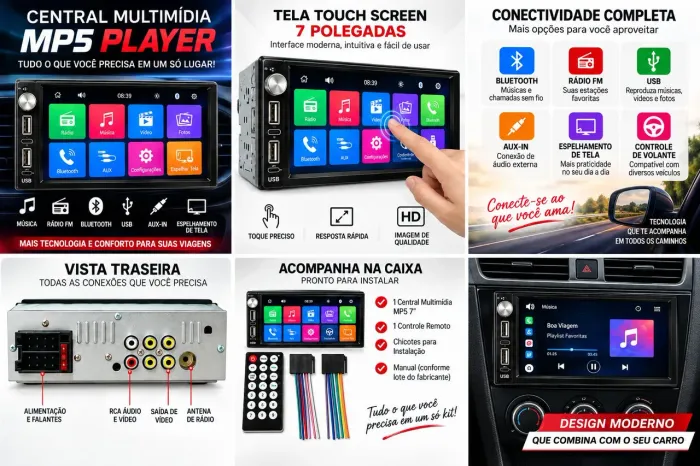 Central Multimídia MP5 Player 7°