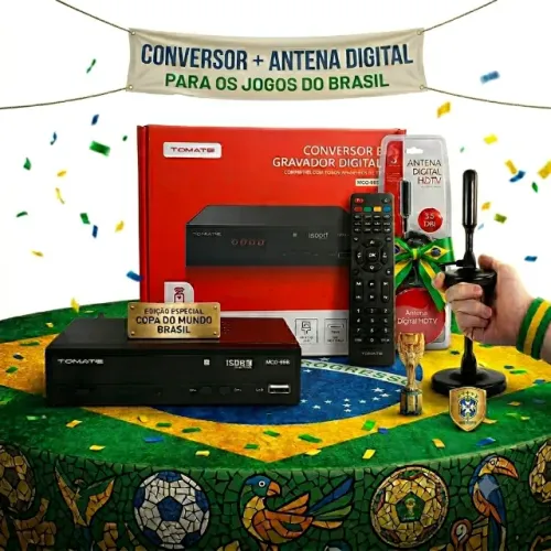 CONVERSOR TV DIGITAL + ANTENA DIGITAL (SEM DELAY ) PARA PROJETORES E MONITORES