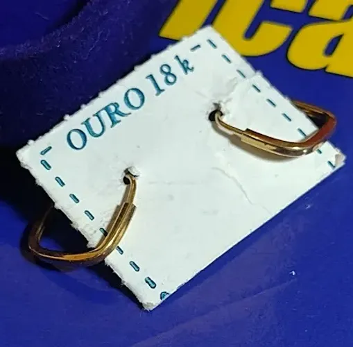 Brincos Argolinha Quadrada Ouro 18 Kilates Peso 0.50 Gramas 10 mm