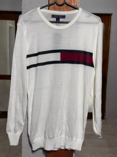 Suéter Tommy Hilfiger Masculino Branco Premium Tricot Leve Tam G