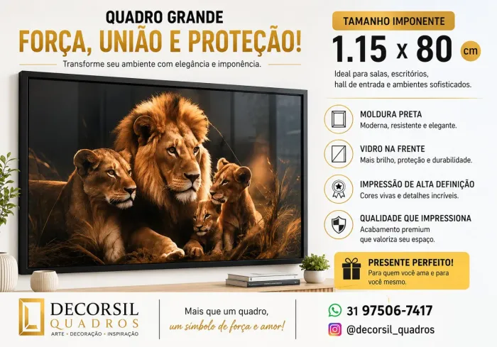 Quadro Grande Família Leão 1.15 x 80