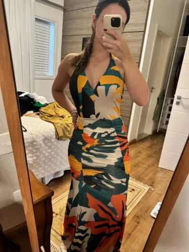 vestido longo de festa morena rosa - com etiqueta