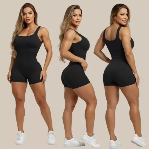 Macaquinho Fitness poliamida canelado