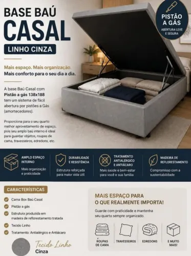 Base Baú Casal Cinza