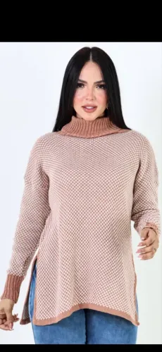 Blusa de Lã xadrez feminina 