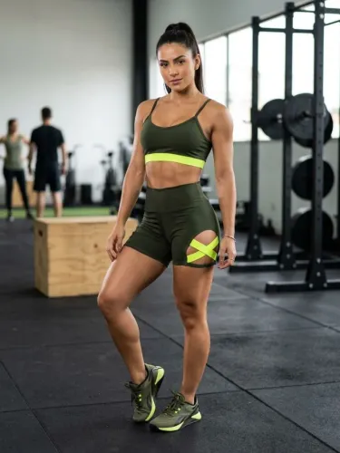 Conjunto Fitness suplex com detalhe na coxa