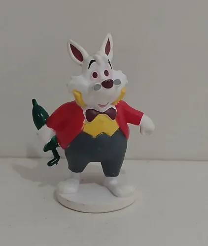 BONECO MINIATURA ORIGINAL DISNEY ALICE NO PAIS DAS MARAVILHAS COELHO BRANCO
