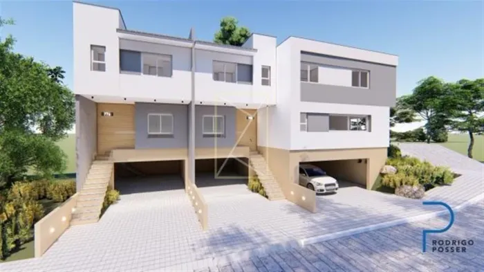 Sobrados em construção, localizados no bairro Colina Sorriso. Composto
