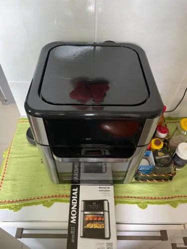 +8 Fritadeira Elétrica Air Fryer Forno Oven Mondial AFON-12L-BI 12L 2000W 127V Preto/Inox
