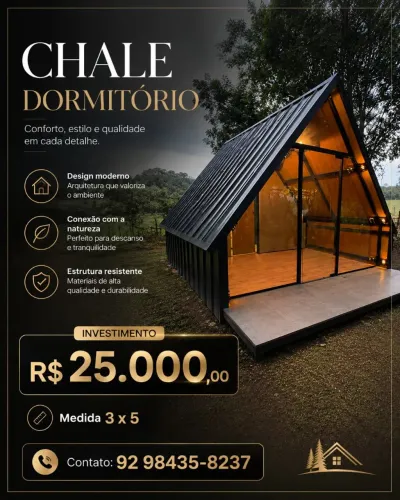 Chalé dormitório c/ banheiro