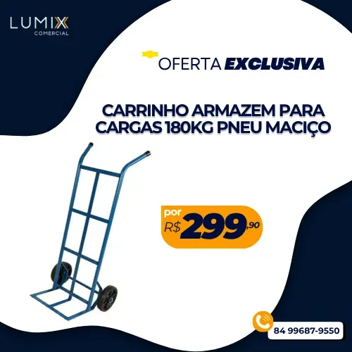 CARRINHO ARMAZEM PARA CARGAS 180KG PNEU MACIÇO