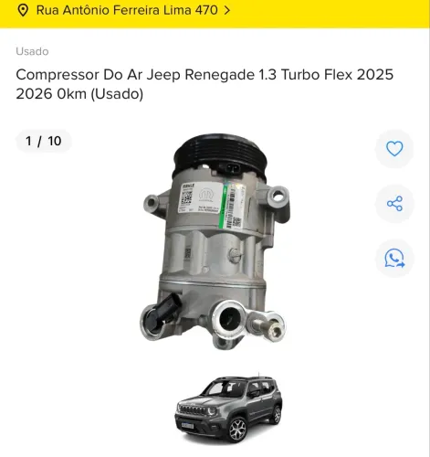 COMPRESSOR AR CONDICIONADO JEEP RENEGADE 1.3 2026 