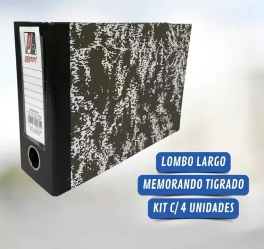 Pasta Registradora AZ Lombo Largo, Lombo Estreito ou Memorando. <br>Kit C/ 4 Unidades