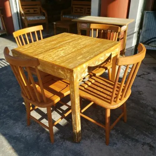 Mesa Mocha Demolição 80x80x80 Com Patina Creme