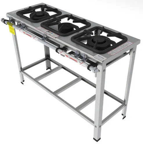 Fogão 3 bocas linha mista inox contato Arnildo