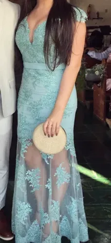 Vestido longo de festa bordado