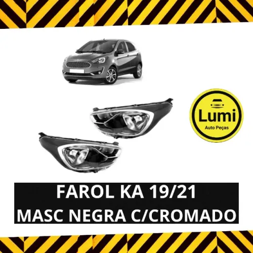 Farol Ford KA 19/21 Negra C/friso Cromado - NOVO