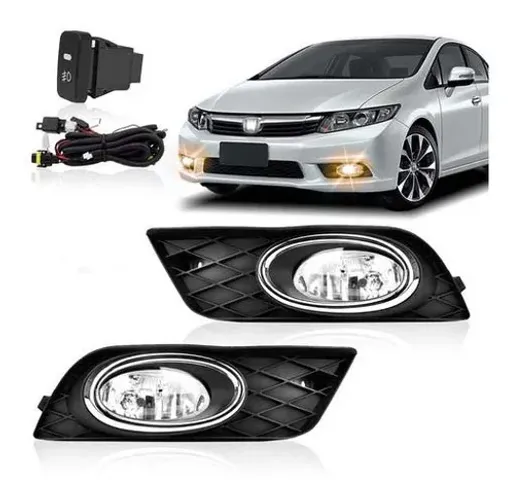 Kit Farol Milha Civic 2012 2013 2014 Botão Modelo Original