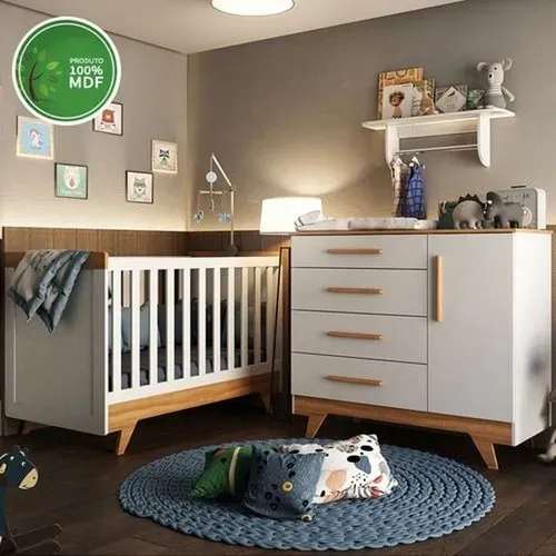 Comoda e Berço/Vira Cama Americano Retro 100% MDF