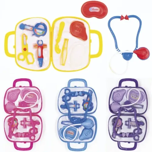 Kit Medico Infantil C/ Estetoscopio E Acessórios Doctor 9 Peças Na Maleta