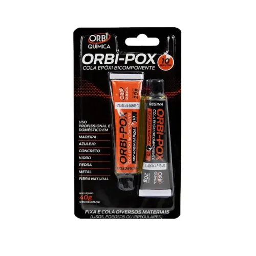 Cola Epóxi (tipo Araldite) 40g Orbi-pox 10 Minutos 20 X 20