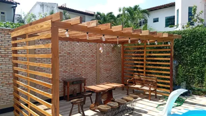 Bangalô de eucalipto para seu jardim 