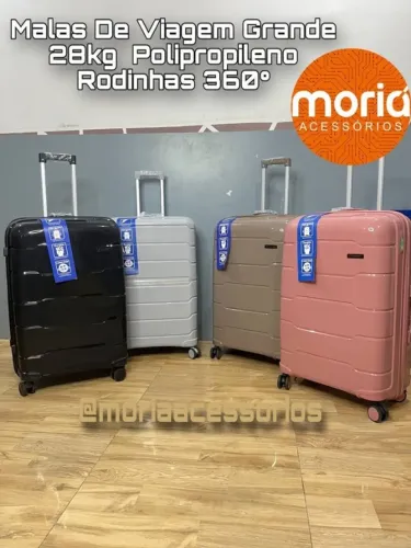 Mala 28kg em POLIPROPILENO Premium, Rodinhas duplas 360 graus, cadeado embutido.