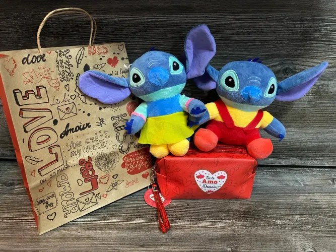 Dia dos Namorados - Kit Stitch: Pelúcias, Necessaire e Sacola Decorativa - Amor!
