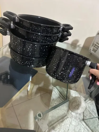 Conjunto panelas e tampas de aço porcelanato- Tachinho de brinde