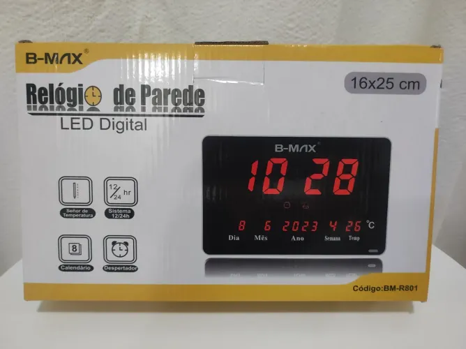 Relógio de Parede LED Digital - B-Max