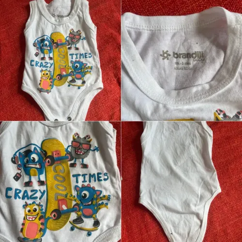Body Regata Branco com Estampa de Monstrinhos - RN