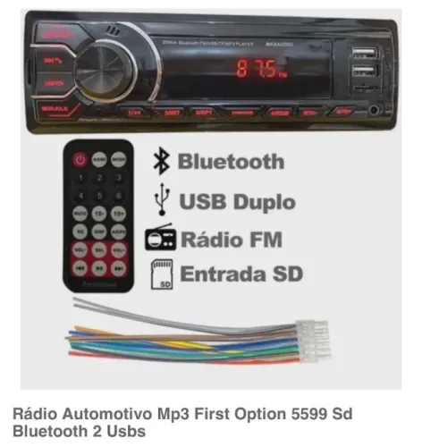 Rádio Automotivo Mp3 First Option 5599 Sd Bluetooth 2 Usbs