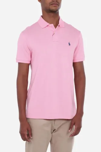 camisa polo de algodão rosa Polo Ralph Laure com o motivo exclusivo Polo Pony bordado