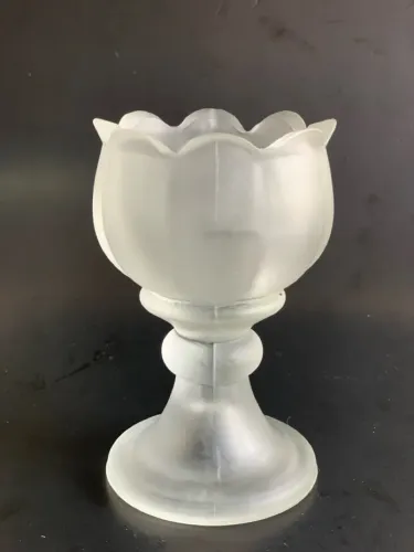 Vaso castiçal pequeno de cristal jatado  