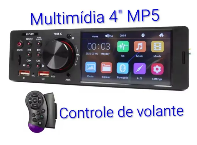 Som MP5 touch 1din para carros antigos 