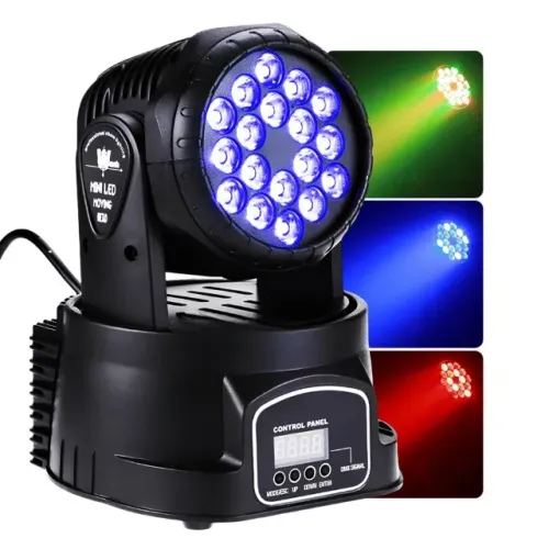 Canhão Moving Jogo De Luzes Com Strobo 18 LEDs RGB 80W - ONLP508