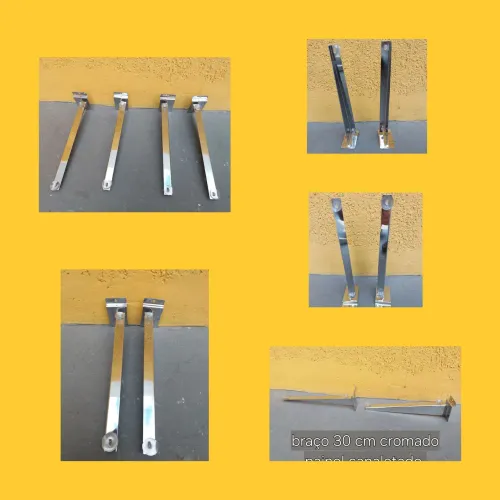 Braço 30 cm Cromado para painel canaletado