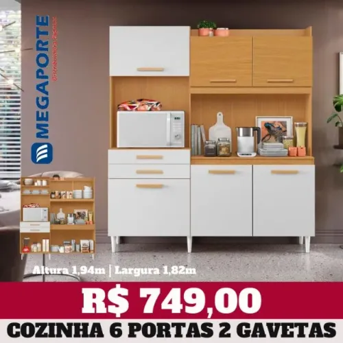 Armário de Cozinha com Nicho 6 Portas 2 Gavetas (NOVO) Entrega Grátis! 