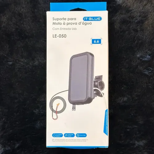 SUPORTE PARA MOTO À PROVA D?ÁGUA IT-BLUE LE-050 COM ENTRADA USB - 6.6? - PRONTA ENTREGA
