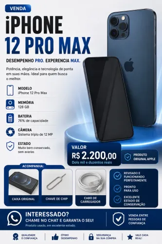 iPhone 12 Pro Max 128GB Azul Pacífico - Excelente Estado