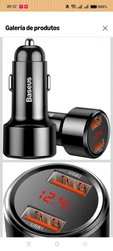 Carregador Veicular com Display Digital Baseus Magic Series Dual QC 45W Pret