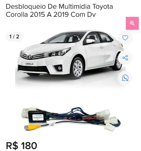 Desbloqueia vídeo central multimídia Corolla 2015 a 2019