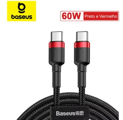 Cabo Baseus Cafule USB-C para USB-C 60W 2 Metros - Novo, Original